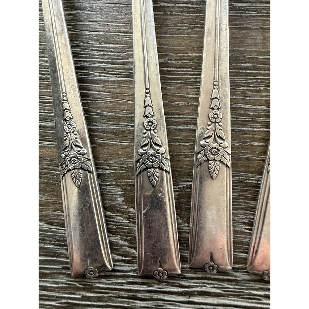Vintage Wm A Rogers Oneida Ltd VALLEY ROSE Silverplate Dinner Forks Set Of 5